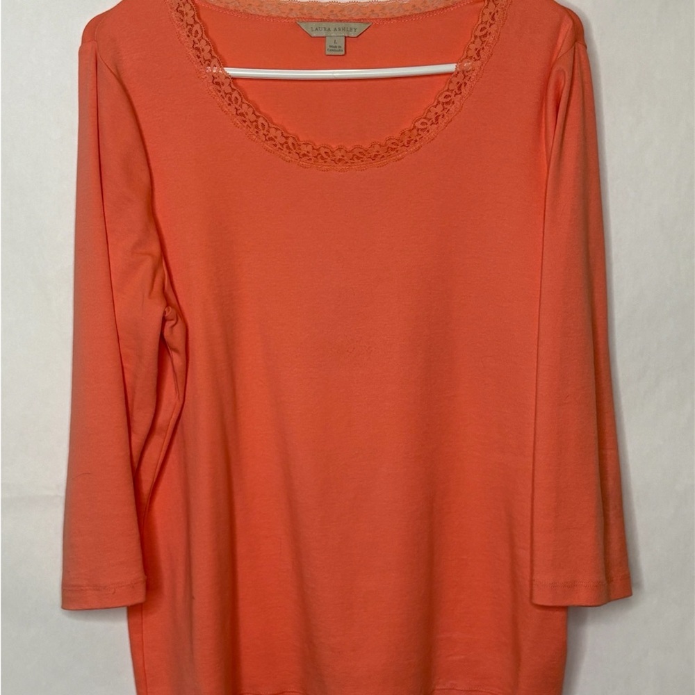 Laura Ashley Lace Trim Top Size L